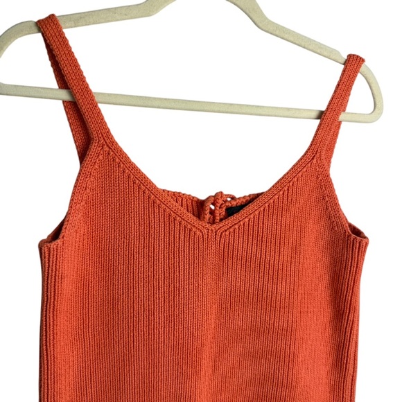 Vintage Ralph Lauren Crochet Knit Tank Top 90's Y2K Orange Casual Size Large - Picture 4 of 8